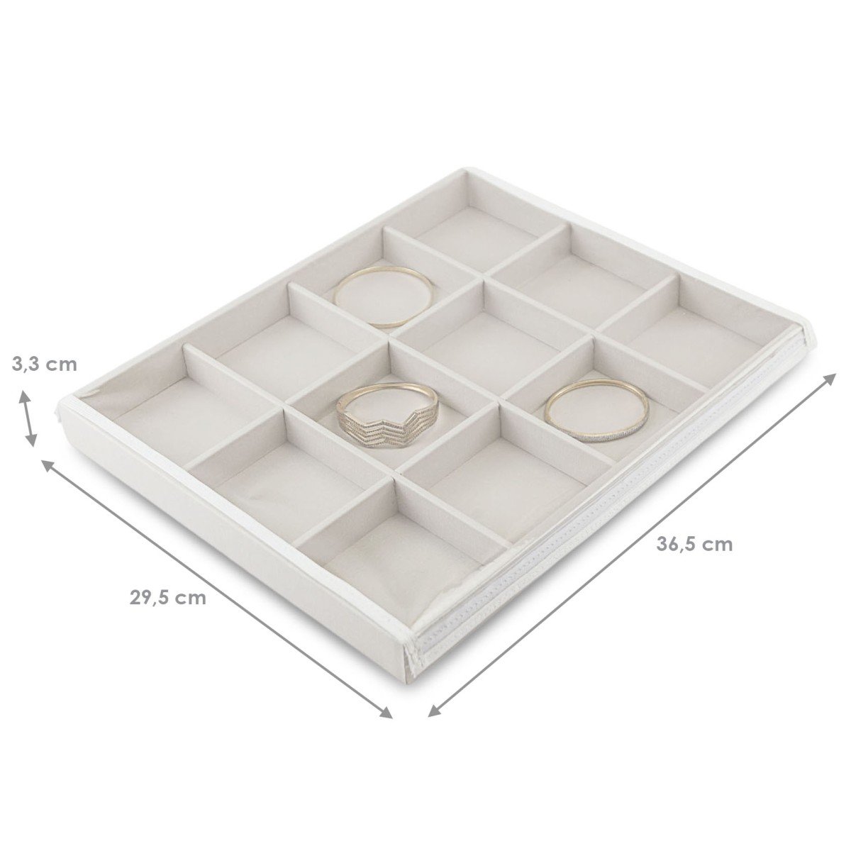 Bandeja Expositora Grande Com 12 Espaços 29,5x36,5x3,3 cm Dunny Off White
