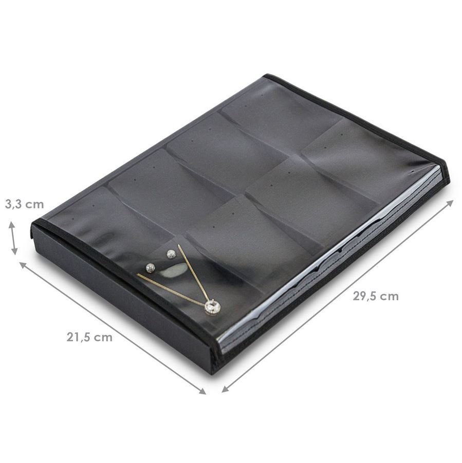 Bandeja Expositora Para Joias com cartelas 21,5x29,5x3,3 cm Dunny Preto