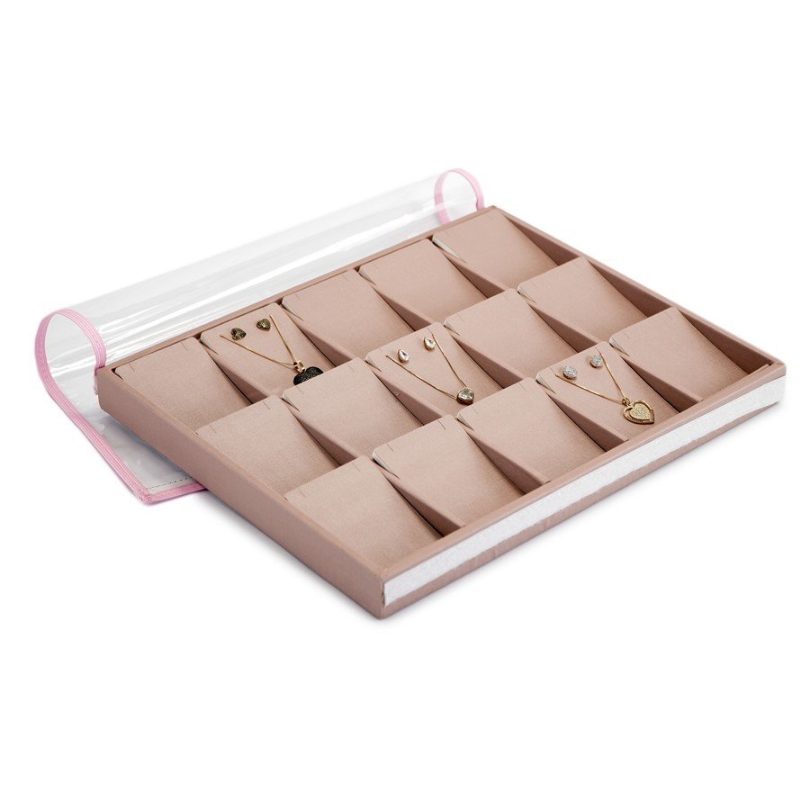 Bandeja Expositora Para Joias - 15 Cartelas 29,5x36,5x3,3cm Dunny Rosa Cha