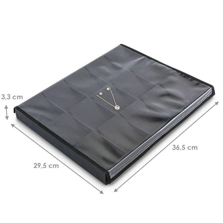 Bandeja Expositora Para Joias - 15 Cartelas 29,5x36,5x3,3cm Dunny Preto