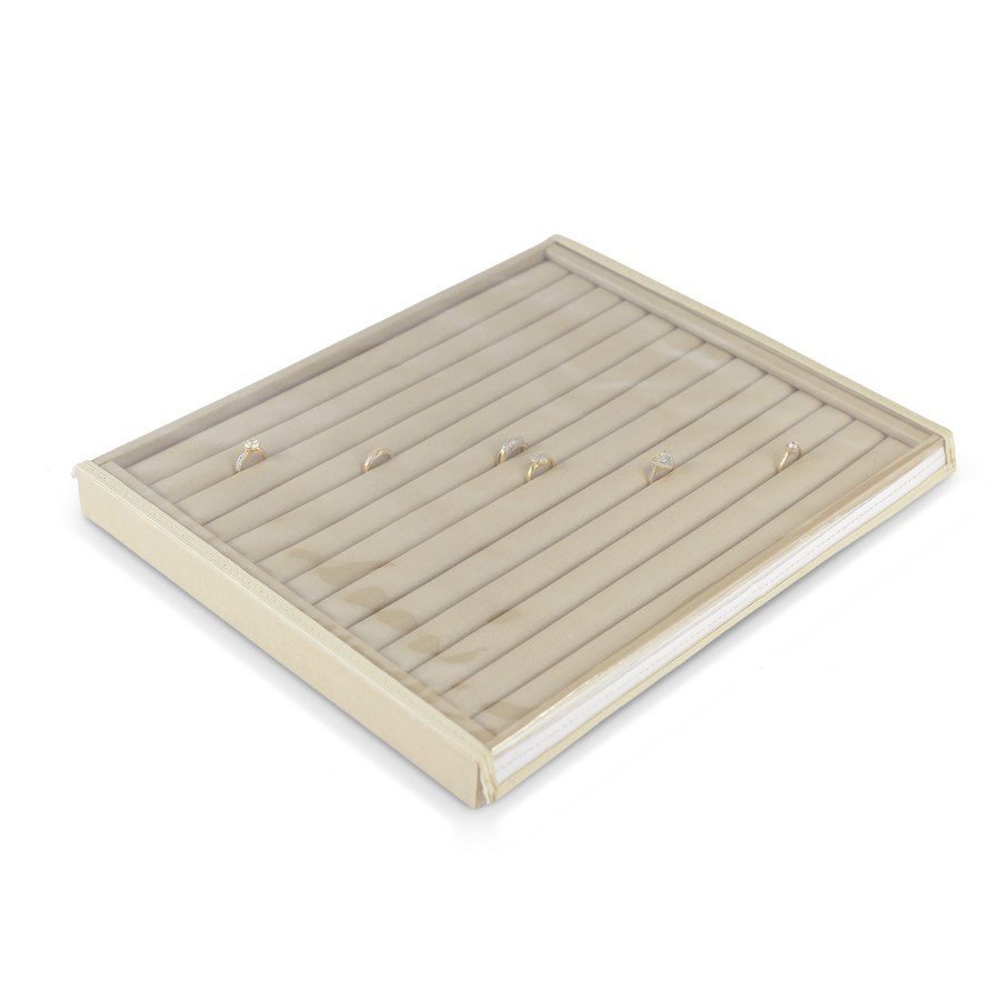 Bandeja Anéis 13 Roletes 29,5x36,5x3,3cm tampa transparente Dunny Champagne