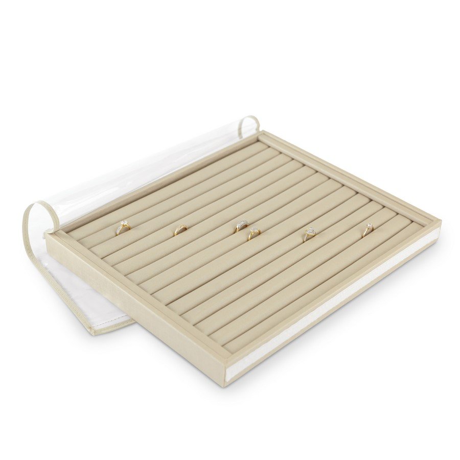 Bandeja Anéis 13 Roletes 29,5x36,5x3,3cm tampa transparente Dunny Champagne