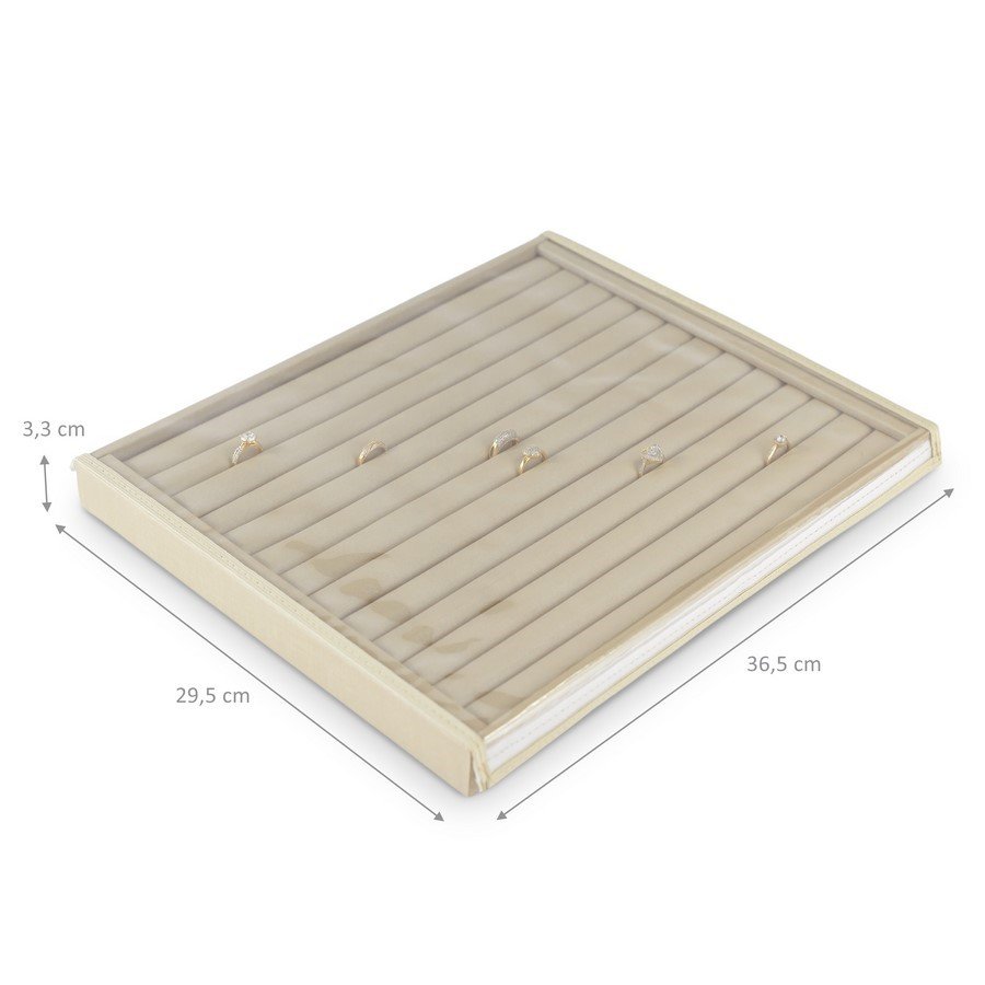 Bandeja Anéis 13 Roletes 29,5x36,5x3,3cm tampa transparente Dunny Champagne