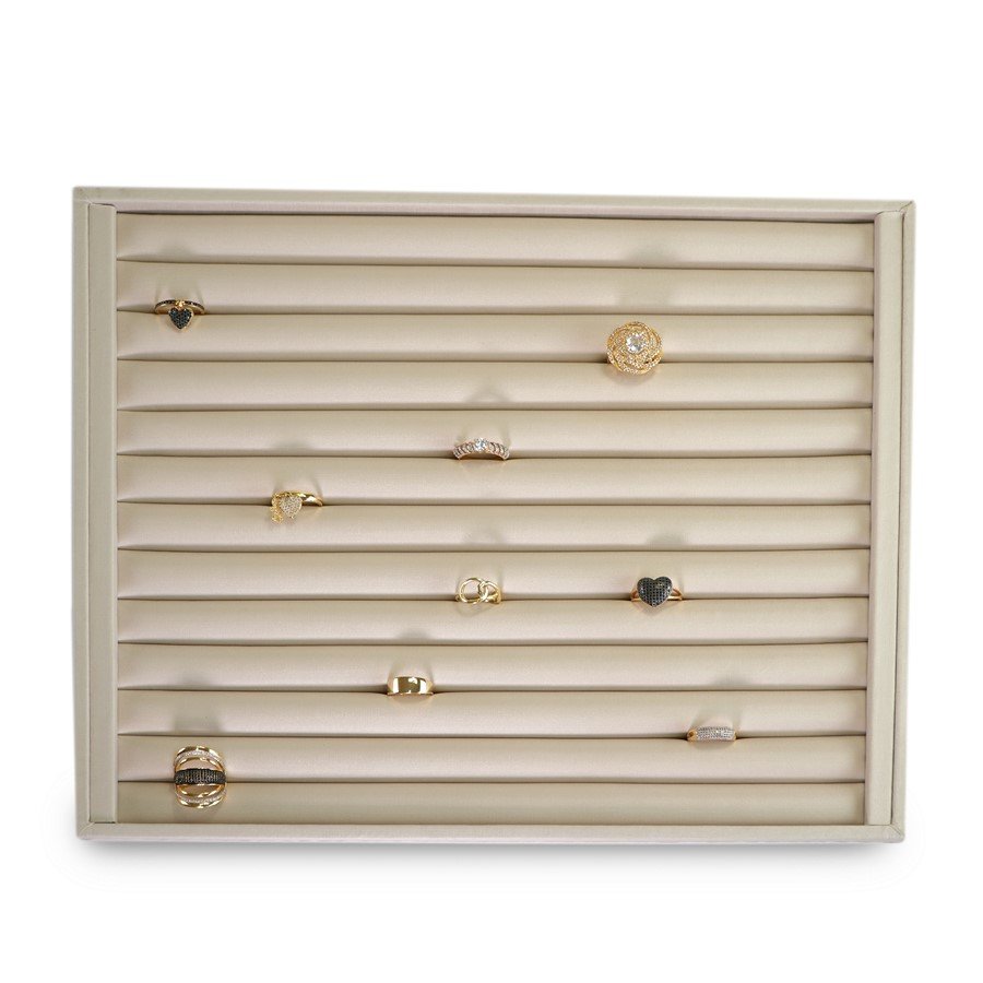 Bandeja Anéis 13 Roletes 29,5x36,5x3,3cm tampa transparente Dunny Off White