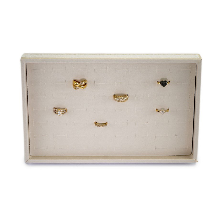 Expositor Pequeno 56 Anéis 18x28,5x3,3cm tampa transparente Dunny Off White