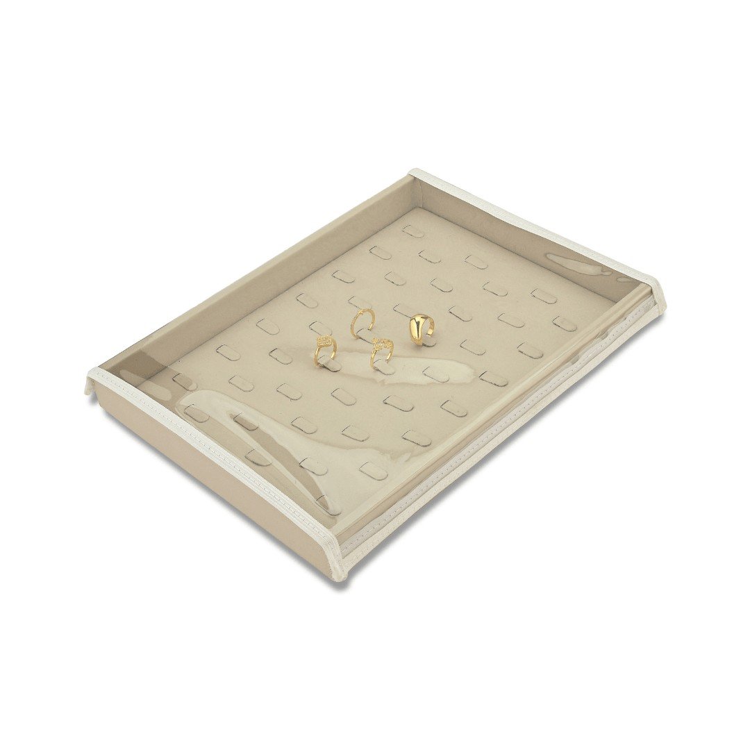 Bandeja Anel 42 Linguetas 21x29 cm. com tampa transparente Dunny Off White