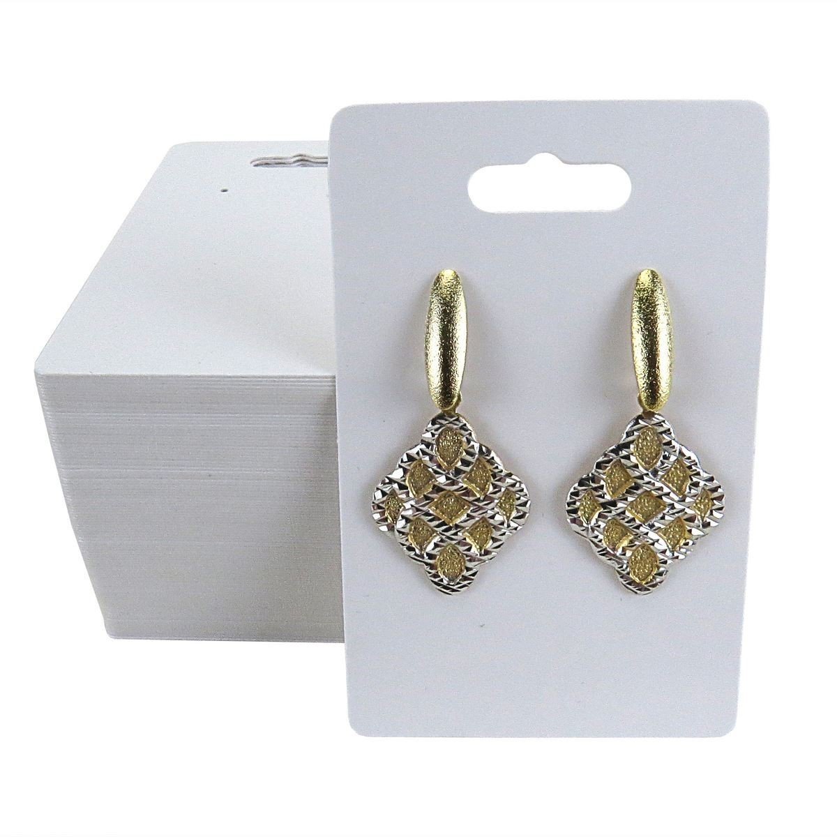 Cartelas para Conjunto de Brincos (100 Unidades) - 4,5x7 cm. Branco