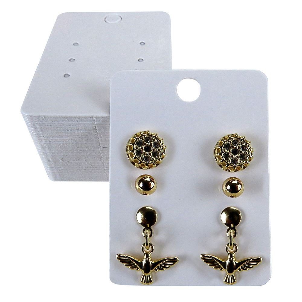 Cartelas para Trios de Brincos (100 Unidades) - 3,2x4,4 cm. Branco