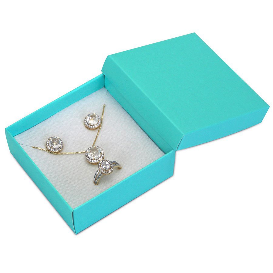 Caixa de Papel para Presentes (20 Unidades) - 8x8x3 cm. Verde Tiffany