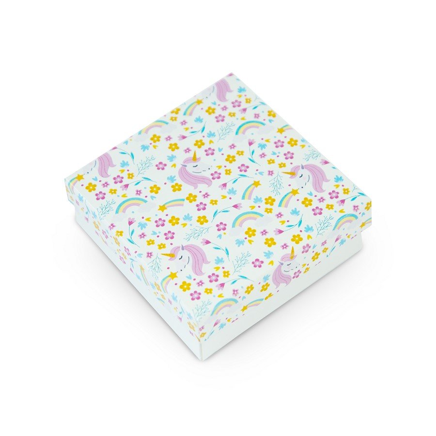 Caixinha Unicórnio 8x8x3 cm (pct 20 un) Sortido