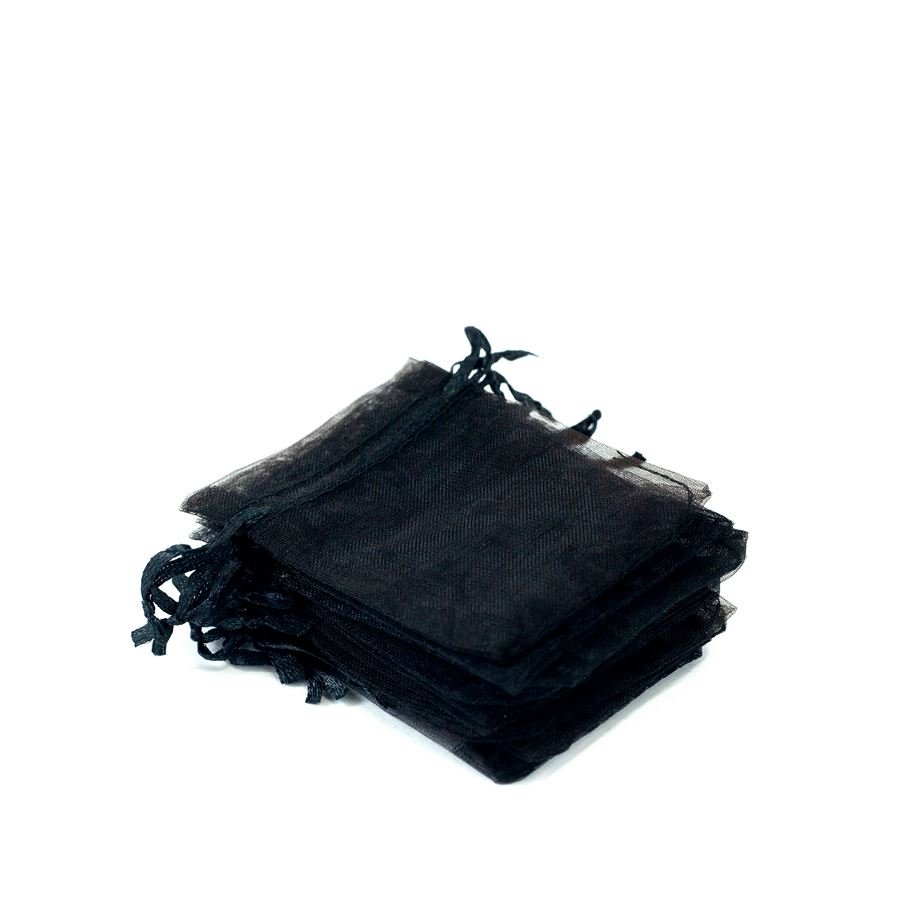Saquinho em Organza para Joias (20 Unidades) - 7x9 cm. Preto