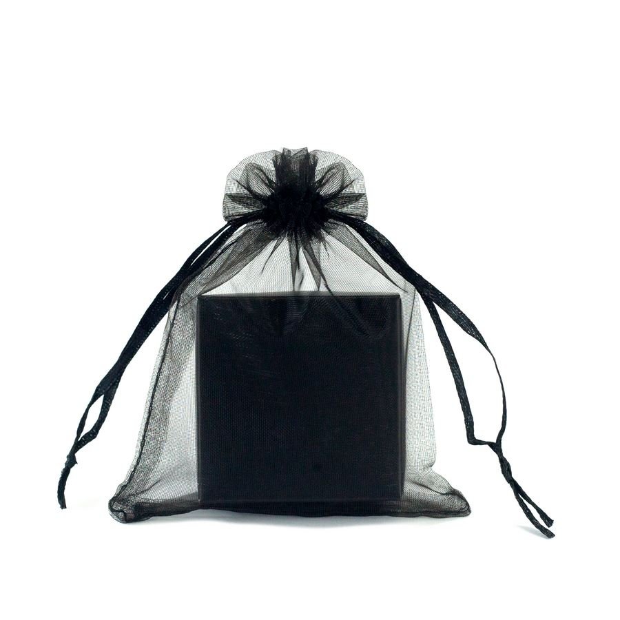 Saquinho em Organza para Joias (20 Unidades) - 9x12 cm. Preto