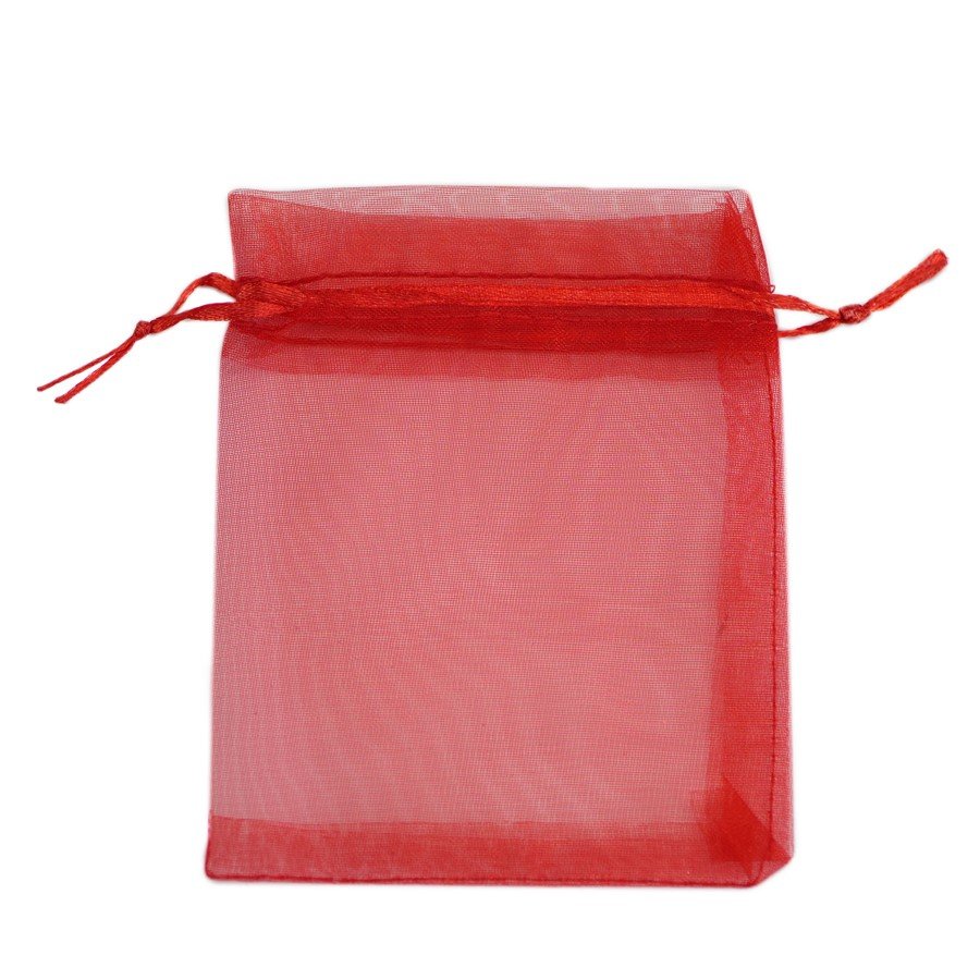 Saquinho em Organza para Joias (20 Unidades) - 9x12 cm. Vermelho