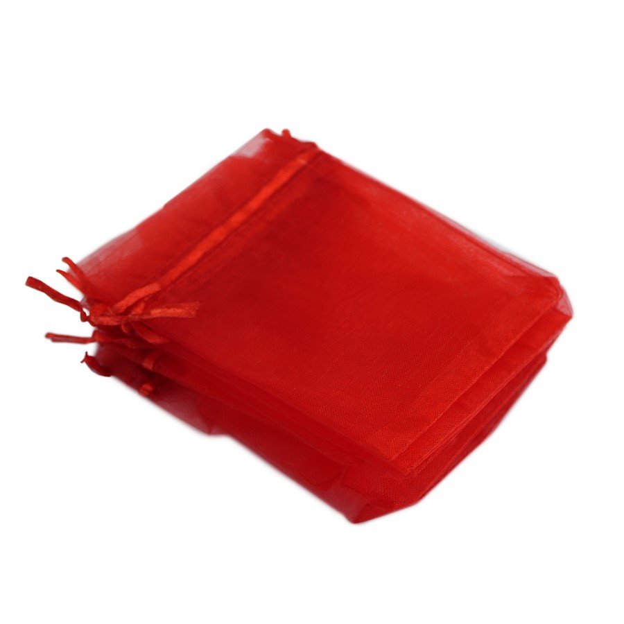 Saquinho em Organza para Joias (20 Unidades) - 9x12 cm. Vermelho