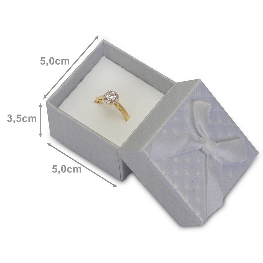 Cx. Papel 5x5x3,5 cm Anel Colorida Xadrez c/laço (Pct. 24 un) Branco