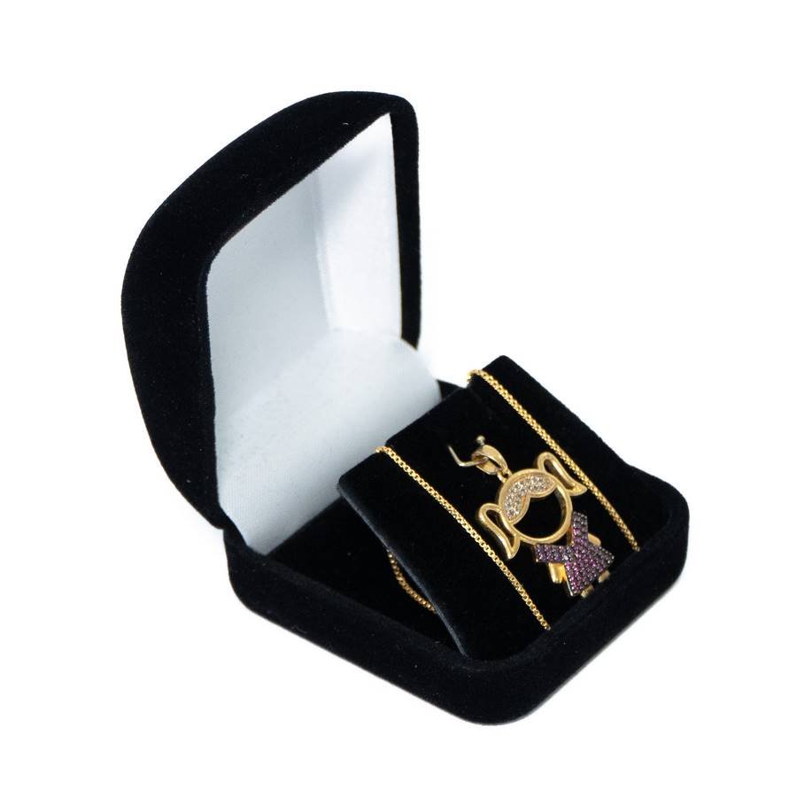 Embalagem de Veludo para Brinco ou Pingente 5,6x6x4 cm Preto