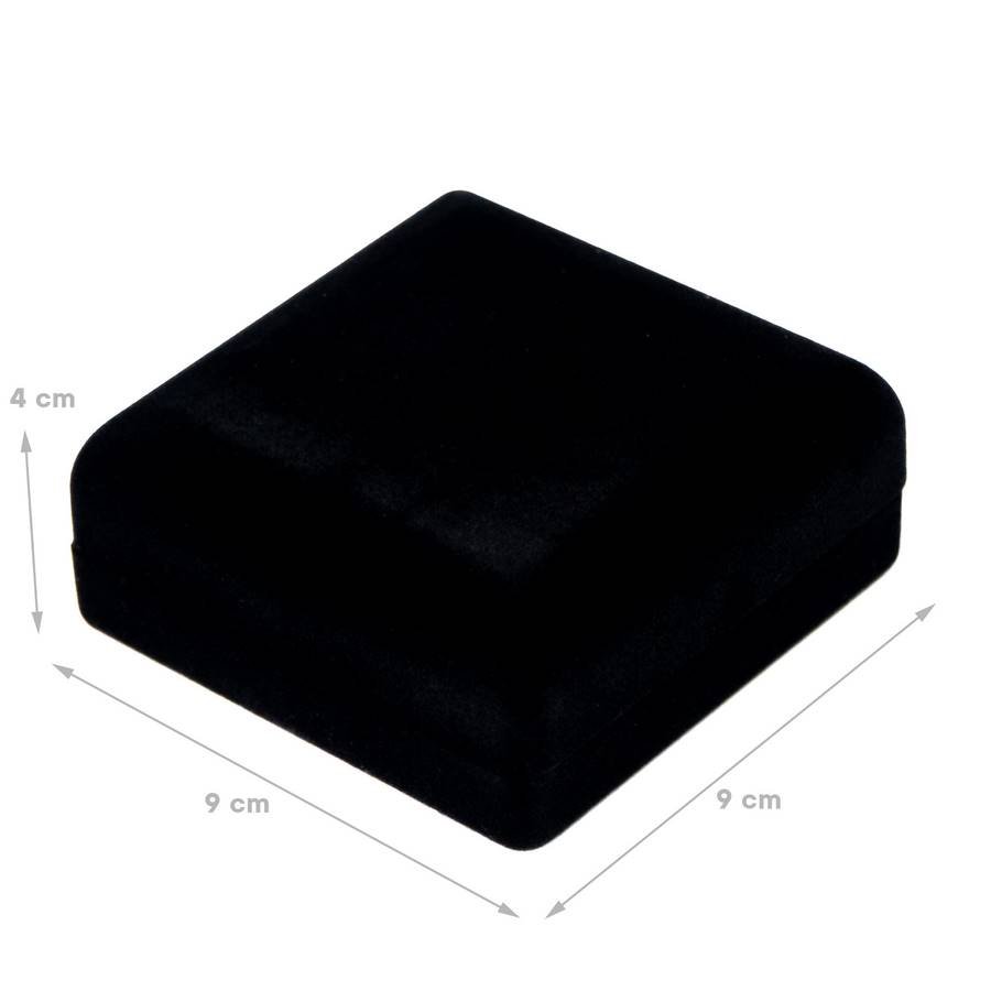 Embalagem de Veludo para Conjunto de Colar ou Brinco ou Pingente 9x9x4 cm Preto