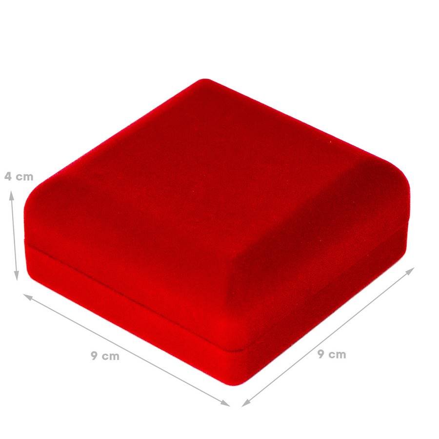 Embalagem de Veludo para Conjunto de Colar ou Brinco ou Pingente 9x9x4 cm Vermelho