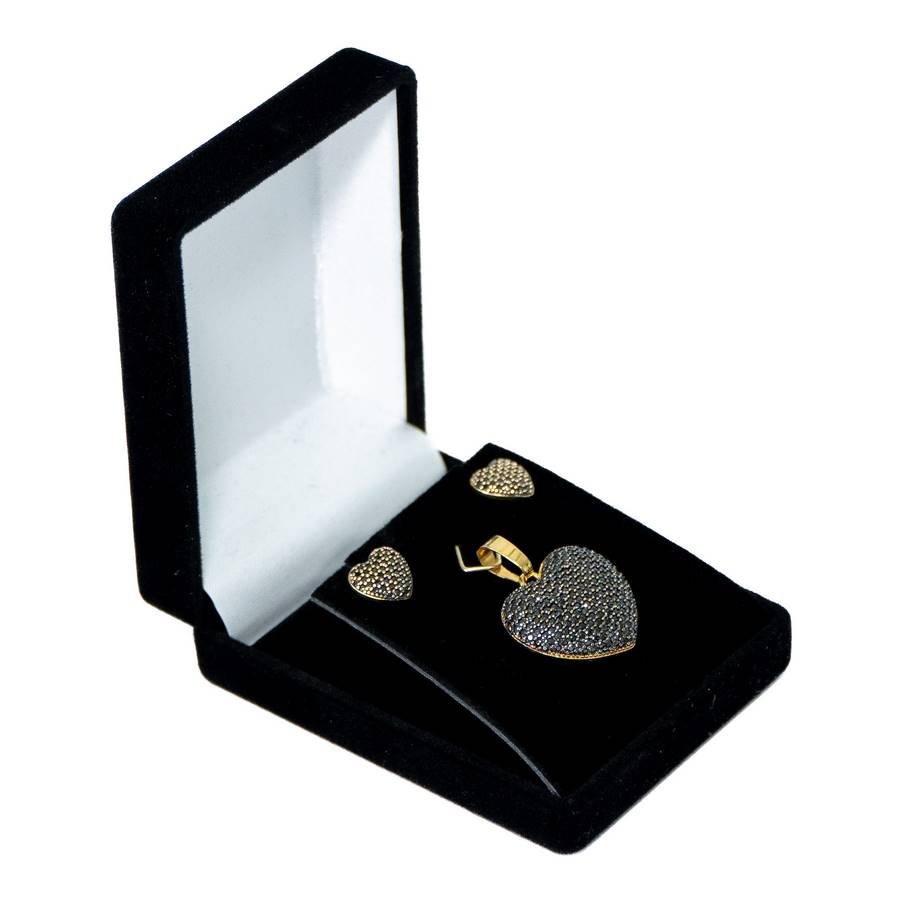 Embalagem de Veludo para Conjunto de Colar ou Brinco ou Pingente 6x8x3 cm Preto