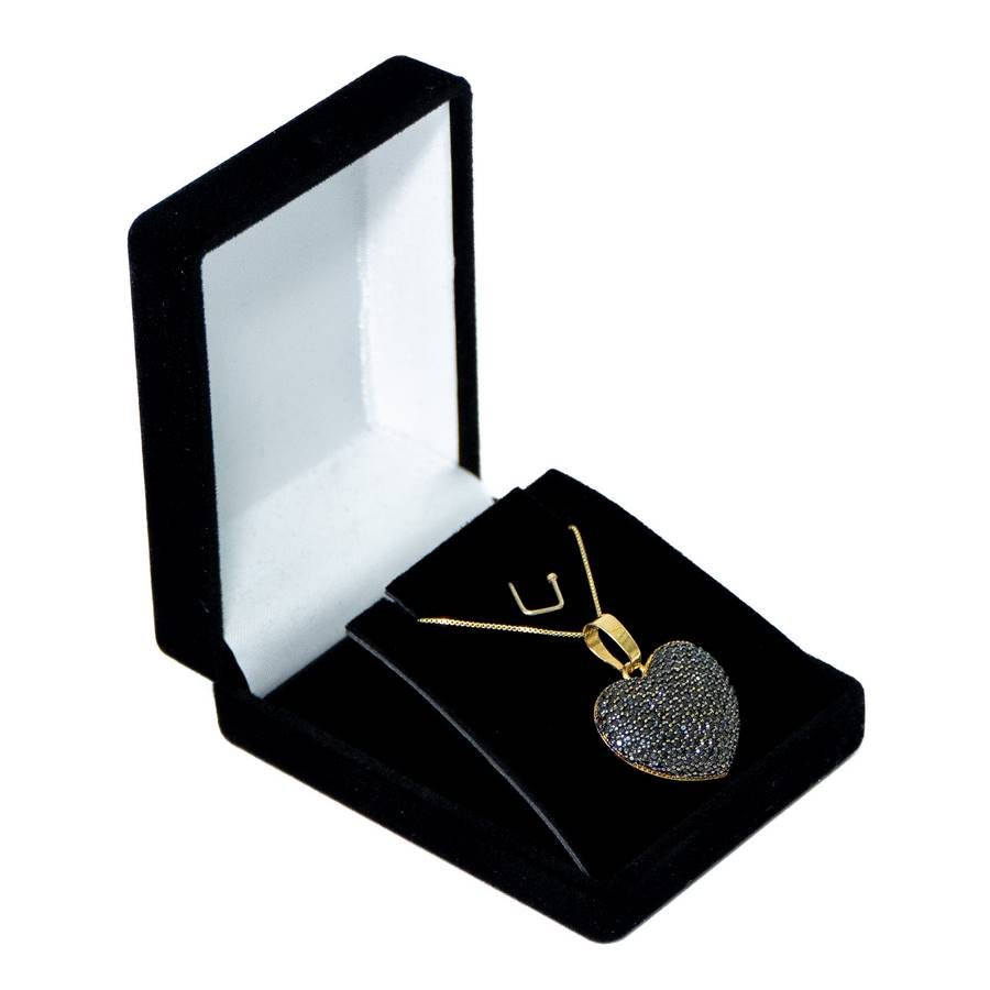 Embalagem de Veludo para Conjunto de Colar ou Brinco ou Pingente 6x8x3 cm Preto