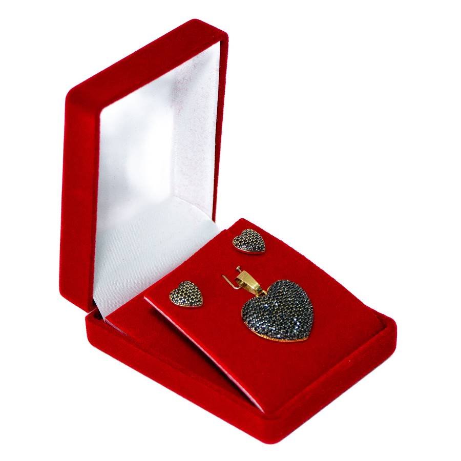 Embalagem de Veludo para Conjunto de Colar ou Brinco ou Pingente 6x8x3 cm Vermelho