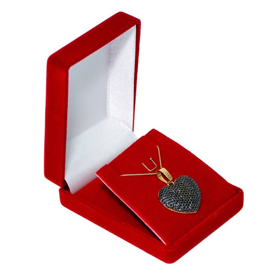 Embalagem de Veludo para Conjunto de Colar ou Brinco ou Pingente 6x8x3 cm Vermelho