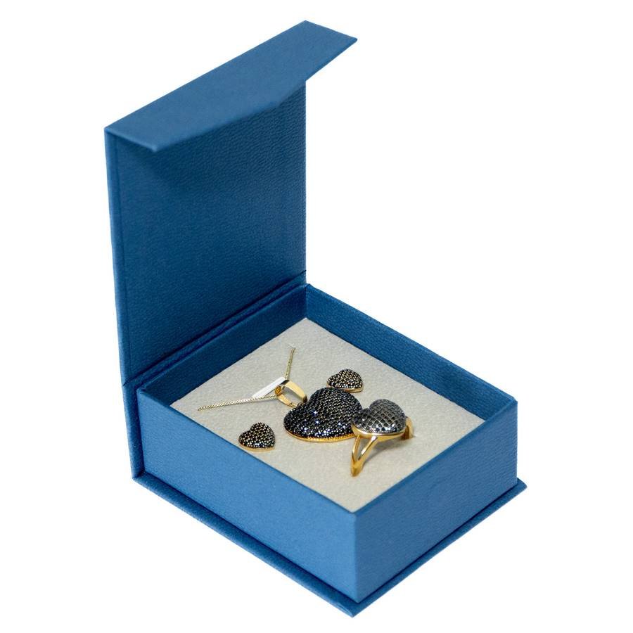 Embalagem para Conjunto de Colar ou Brinco ou Anel 7,2x8,8x3,5 cm Azul