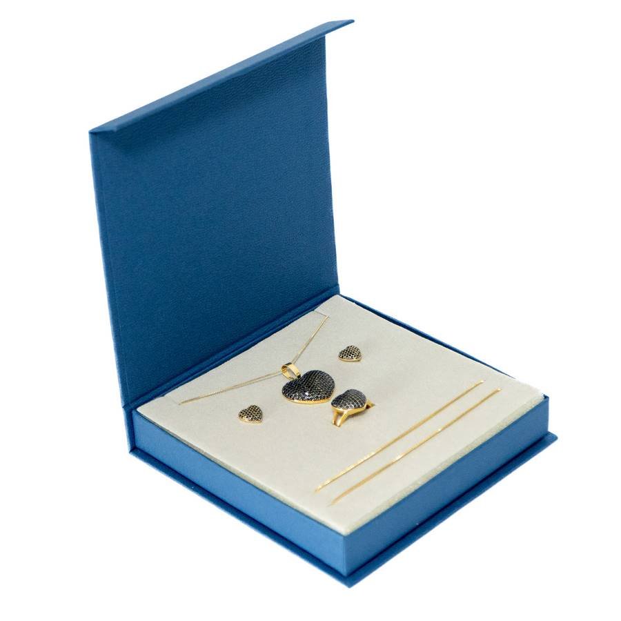 Embalagem para Conjunto de Colar ou Brinco 13x13x2,5 cm Azul