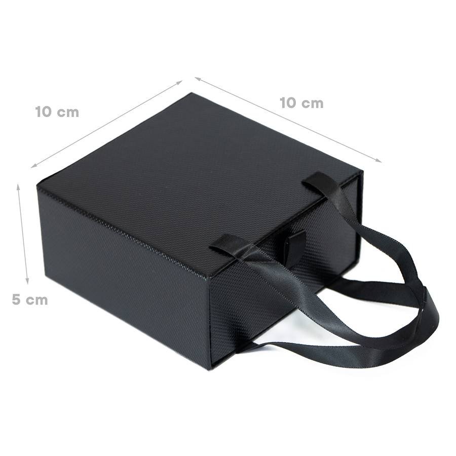 Embalagem com alça para Conjunto de Colar ou Brinco 10x10x5 cm Preto
