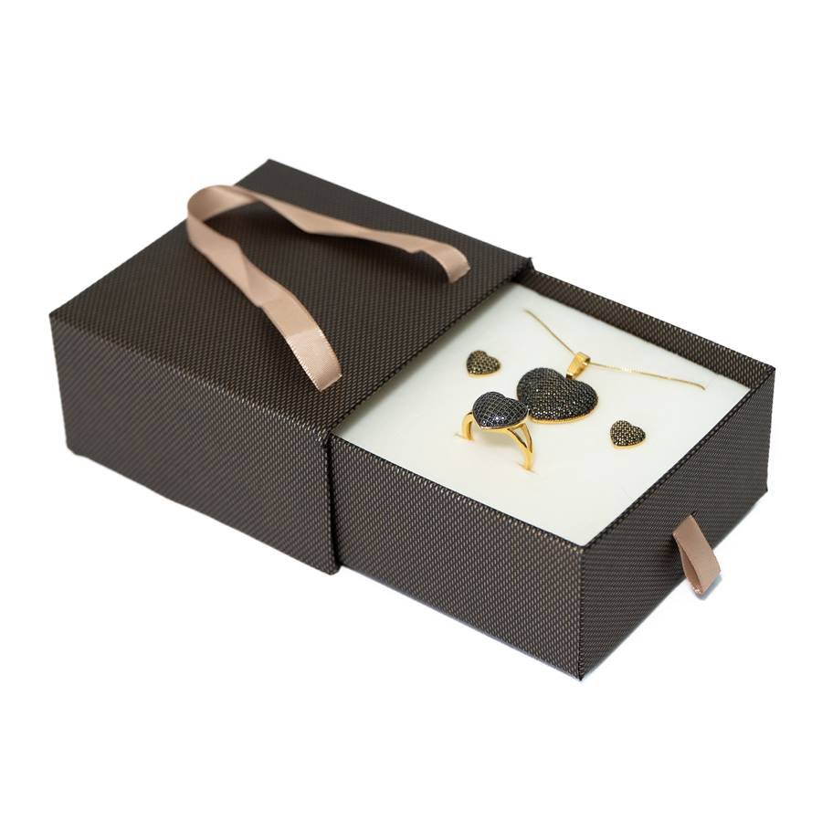 Embalagem com alça para Conjunto de Colar ou Brinco 10x10x5 cm Marron