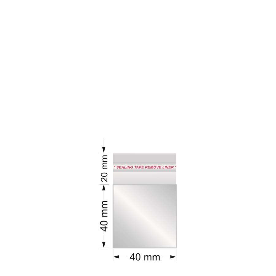 Saco Plástico Adesivo 40x40mm+20mm-Pacote com 100 Unidades Sortido