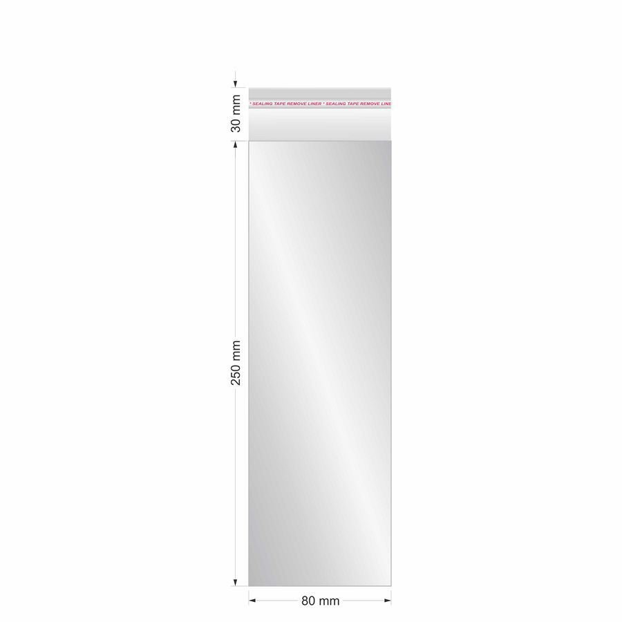 Saco Plástico Adesivo - 80x250+30mm -Pacote com 100 Unidades Sortido