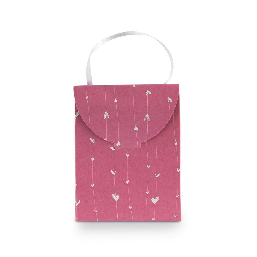 Sacola com Alça Rosa Coração - 10,5x8 cm. Sortido