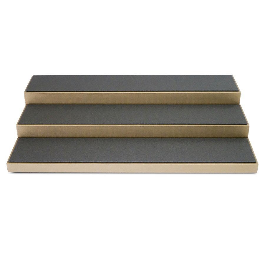 Trio de Bases Expositoras para Joias Camurça cinza - Dunny dourado