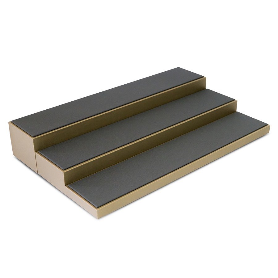 Trio de Bases Expositoras para Joias Camurça cinza - Dunny dourado