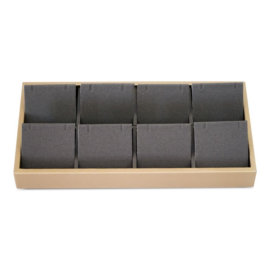 Bandeja Expositora com Cartela para 8 Gargantilhas Camurça cinza - Dunny dourado