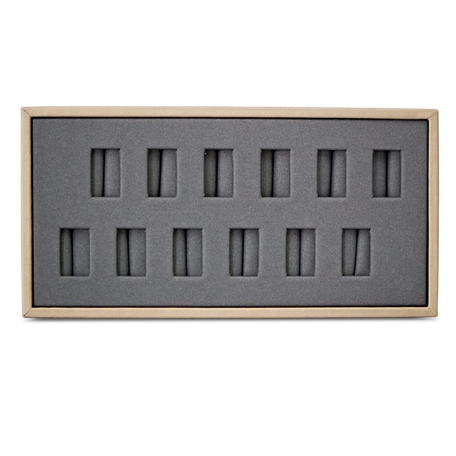 Bandeja Expositora para 12 Anéis Camurça cinza - Dunny dourado