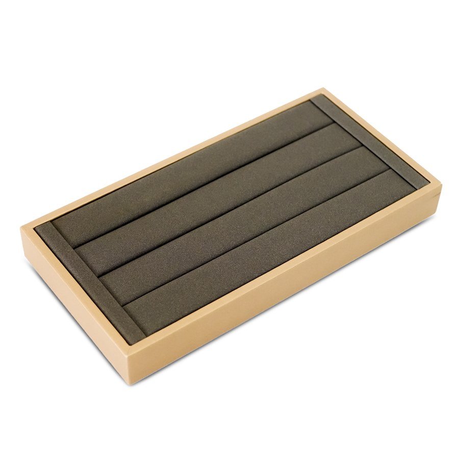 Bandeja Expositora Rolete para Anel Camurça cinza - Dunny dourado