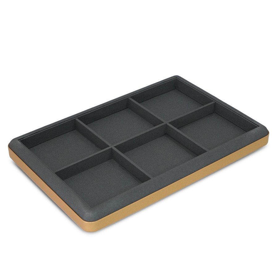 Bandeja Expositora 6 Espaços Para Braceletes Camurça cinza - Dunny dourado
