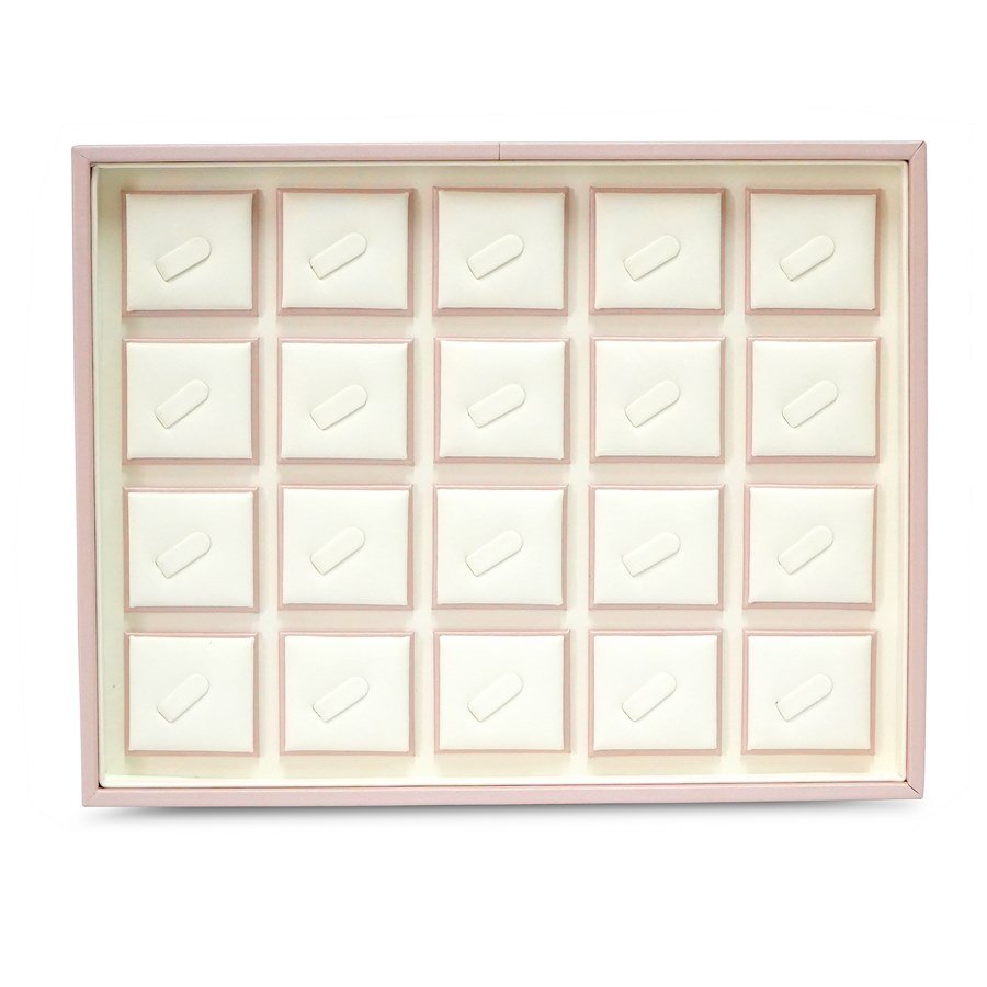 Bandeja Expositora para 20 Anéis Dunny Rosa - Vinil Branco