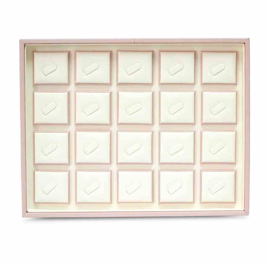 Bandeja Expositora para 20 Anéis Dunny Rosa - Vinil Branco