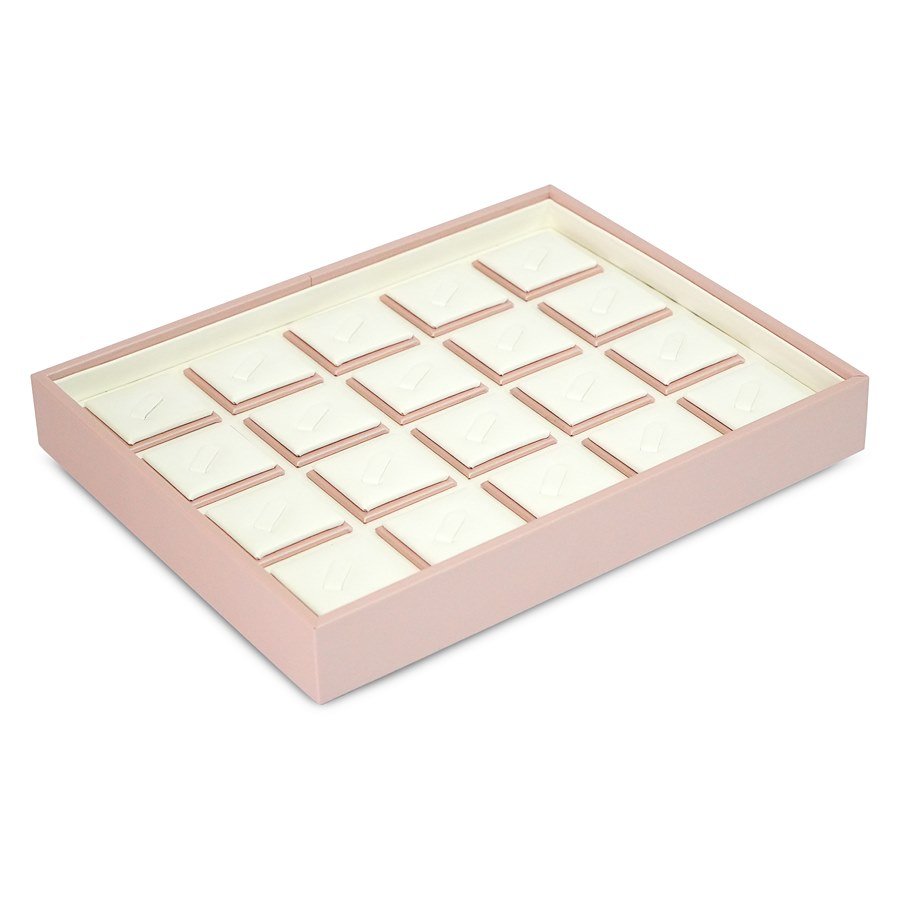 Bandeja Expositora para 20 Anéis Dunny Rosa - Vinil Branco