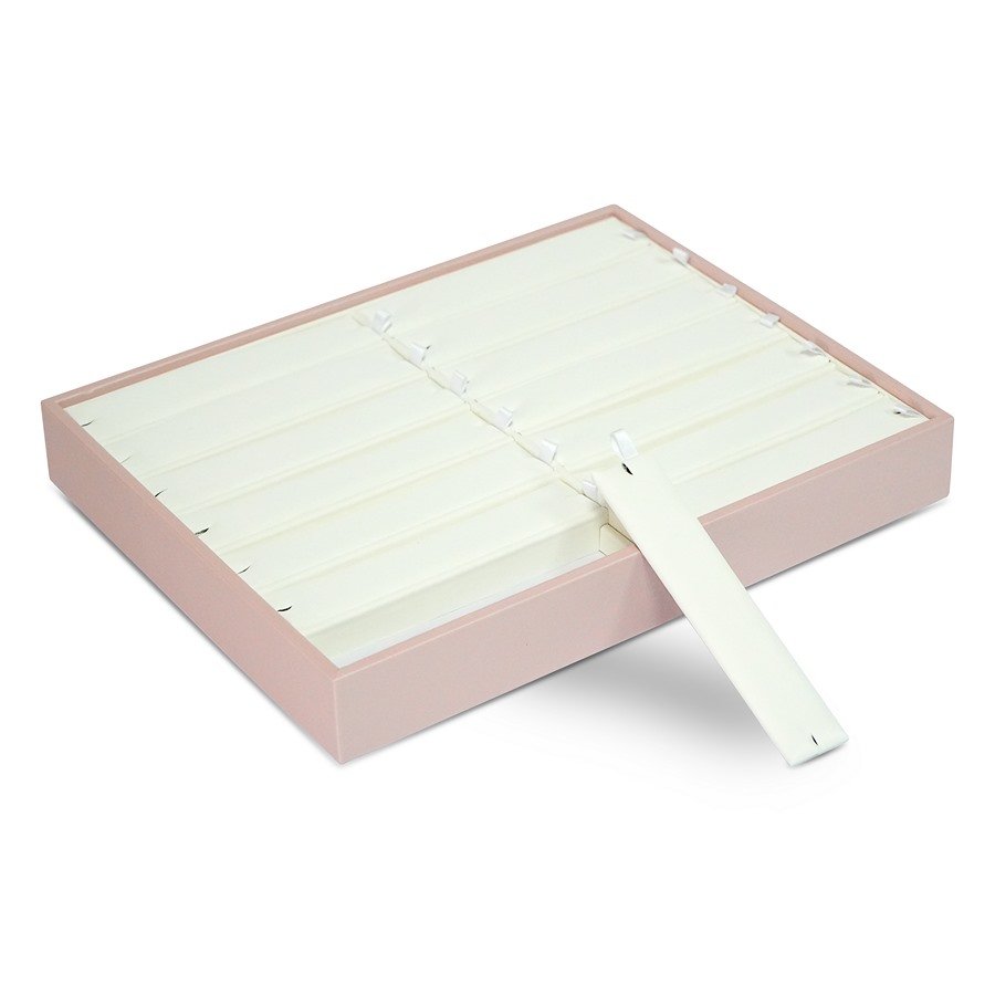 Bandeja Expositora para 14 Pulseiras Dunny Rosa - Vinil Branco