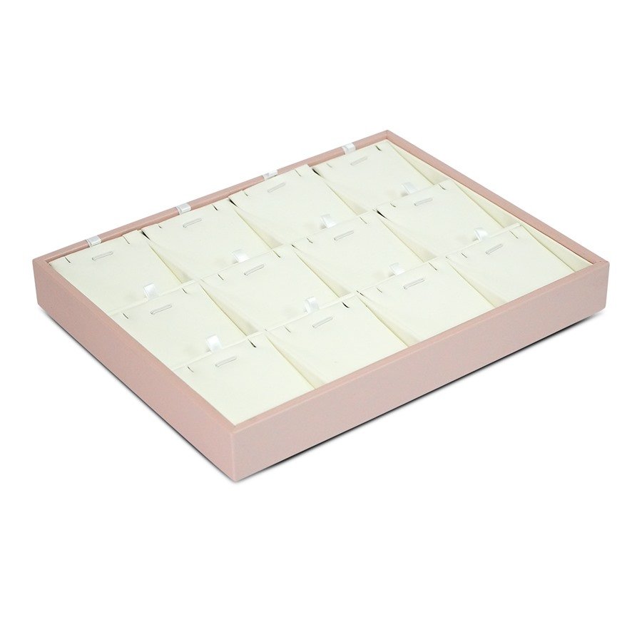 Bandeja Expositora para Gargantilha e Pingentes 12 cartelas Dunny Rosa - Vinil Branco