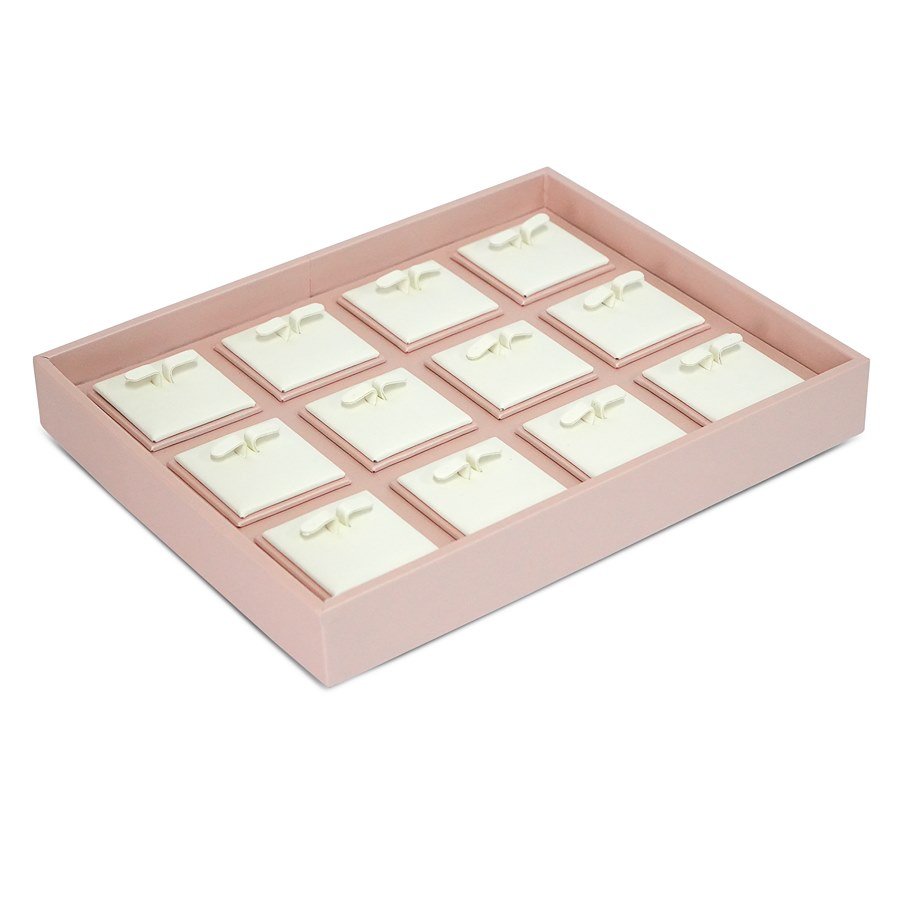 Bandeja Expositora para 14 Pares de Brincos Dunny Rosa - Vinil Branco