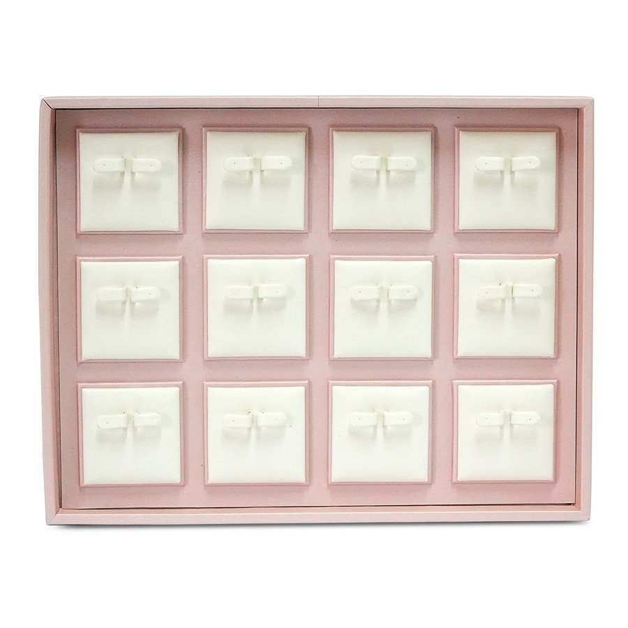 Bandeja Expositora para 14 Pares de Brincos Dunny Rosa - Vinil Branco