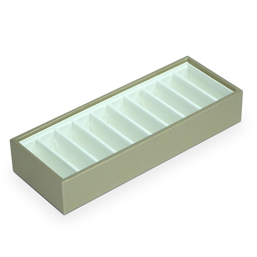 Bandeja com 10 Divisórias para Braceletes Vinil Dourado - Vinil Branco