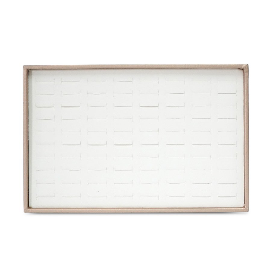 Bandeja com Fenda para 80 Anéis Vinil Dourado - Vinil Branco