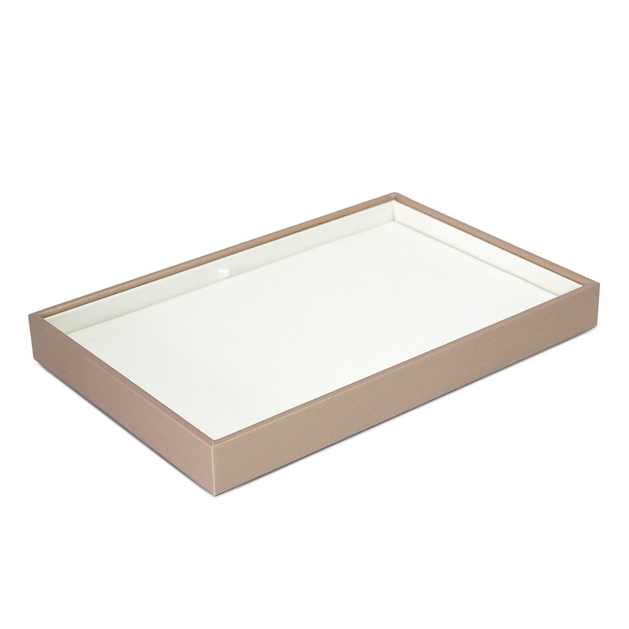 Bandeja Lisa com Placa para Joias Vinil Dourado - Vinil Branco