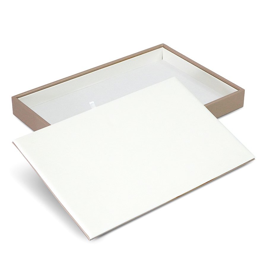 Bandeja Lisa com Placa para Joias Vinil Dourado - Vinil Branco